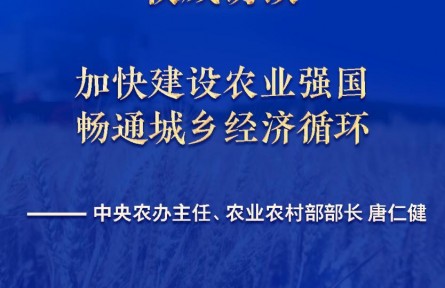 加快建設(shè)農(nóng)業(yè)強(qiáng)國 暢通城鄉(xiāng)經(jīng)濟(jì)循環(huán)——訪中央農(nóng)辦主任、農(nóng)業(yè)農(nóng)村部部長唐仁健